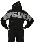 Sp5der Rhinestone Silk Hoodie - Black