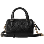 Gucci GG Emblem Mini Boston Top Handle Bag – Black