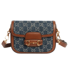 Gucci Blue GG Denim Horsebit 1955 Mini Crossbody Bag - Blue