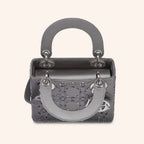 Dior Mini Lady Dior Cannage Quilt Satin Bag - Grey