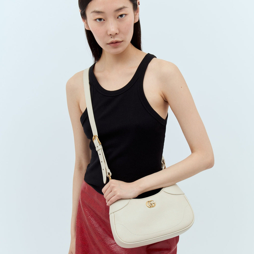 Gucci Aphrodite Small Leather Shoulder Bag – White