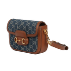 Gucci Blue GG Denim Horsebit 1955 Mini Crossbody Bag - Blue