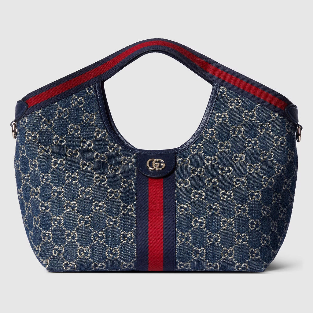 Gucci GG Denim Giglio Small Tote Bag – Blue