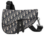 Dior Mini Oblique Jacquard Saddle Bag - Beige Black