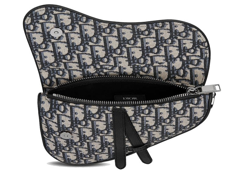 Dior Mini Oblique Jacquard Saddle Bag - Beige Black