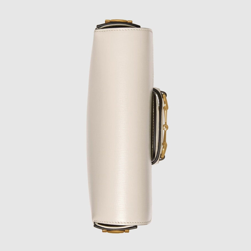 Gucci Horsebit 1955 Small Leather Shoulder Bag – White