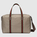 Gucci GG Supreme Canvas Large Duffle Bag with Web - Beige
