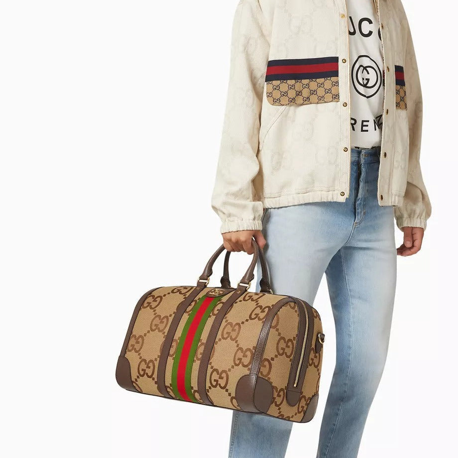 Gucci Jumbo GG Canvas Duffle Bag – Brown