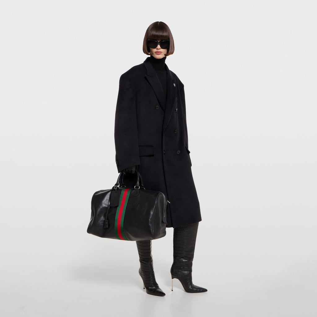 Gucci Web Trademark Medium Duffle Travel Bag – Black