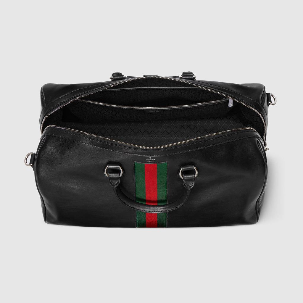 Gucci Web Trademark Medium Duffle Travel Bag – Black