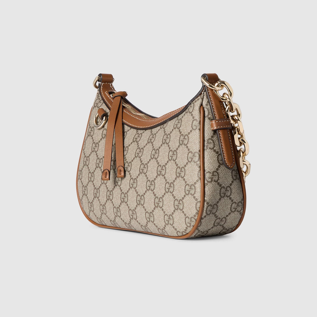 Gucci GG Emblem Small Shoulder Bag – Beige/Dark Brown