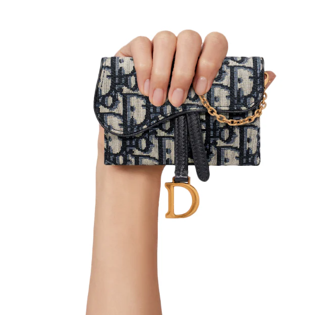 Dior Small Jacquard Nano Saddle Chain Pouch - Blue
