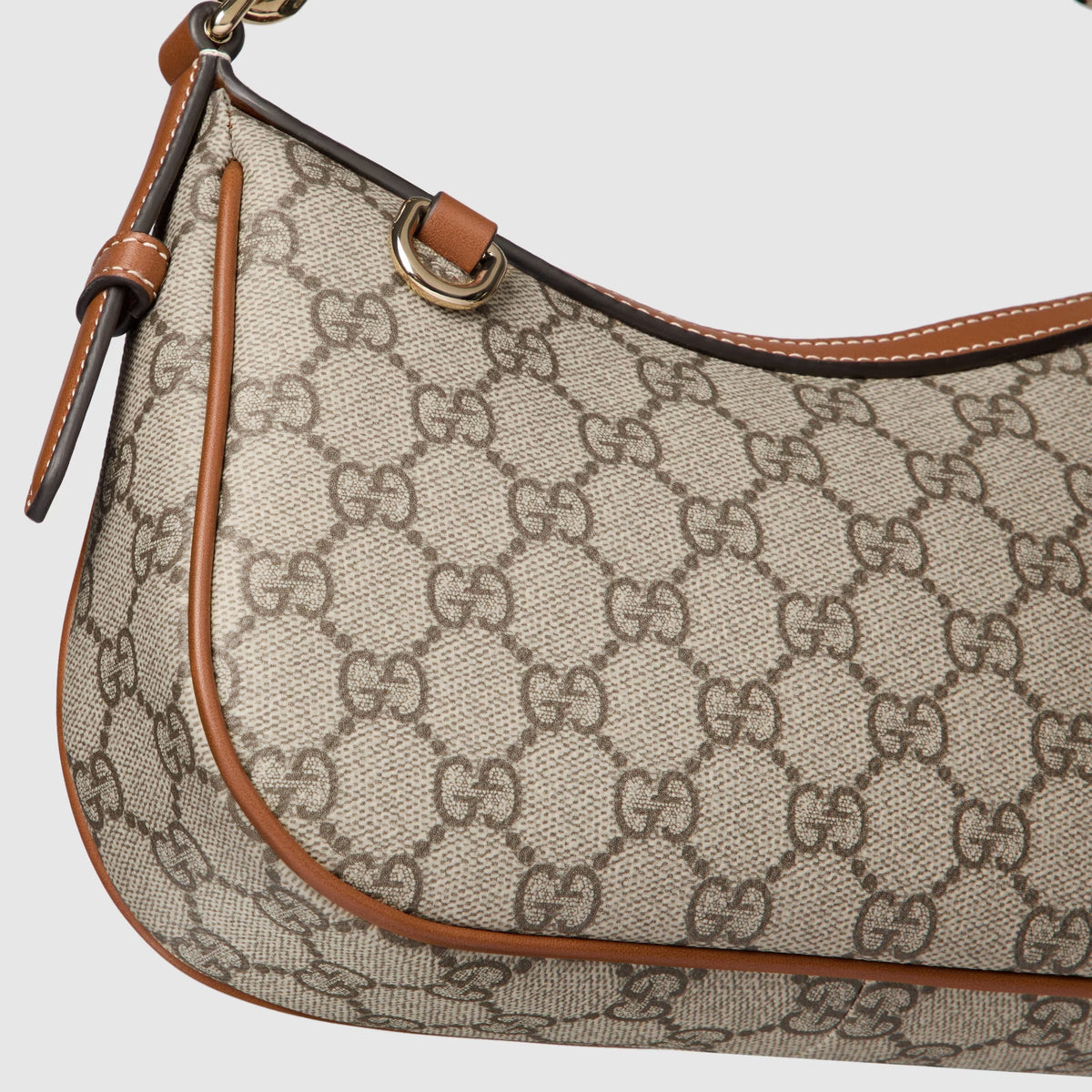 Gucci GG Emblem Small Shoulder Bag – Beige/Dark Brown