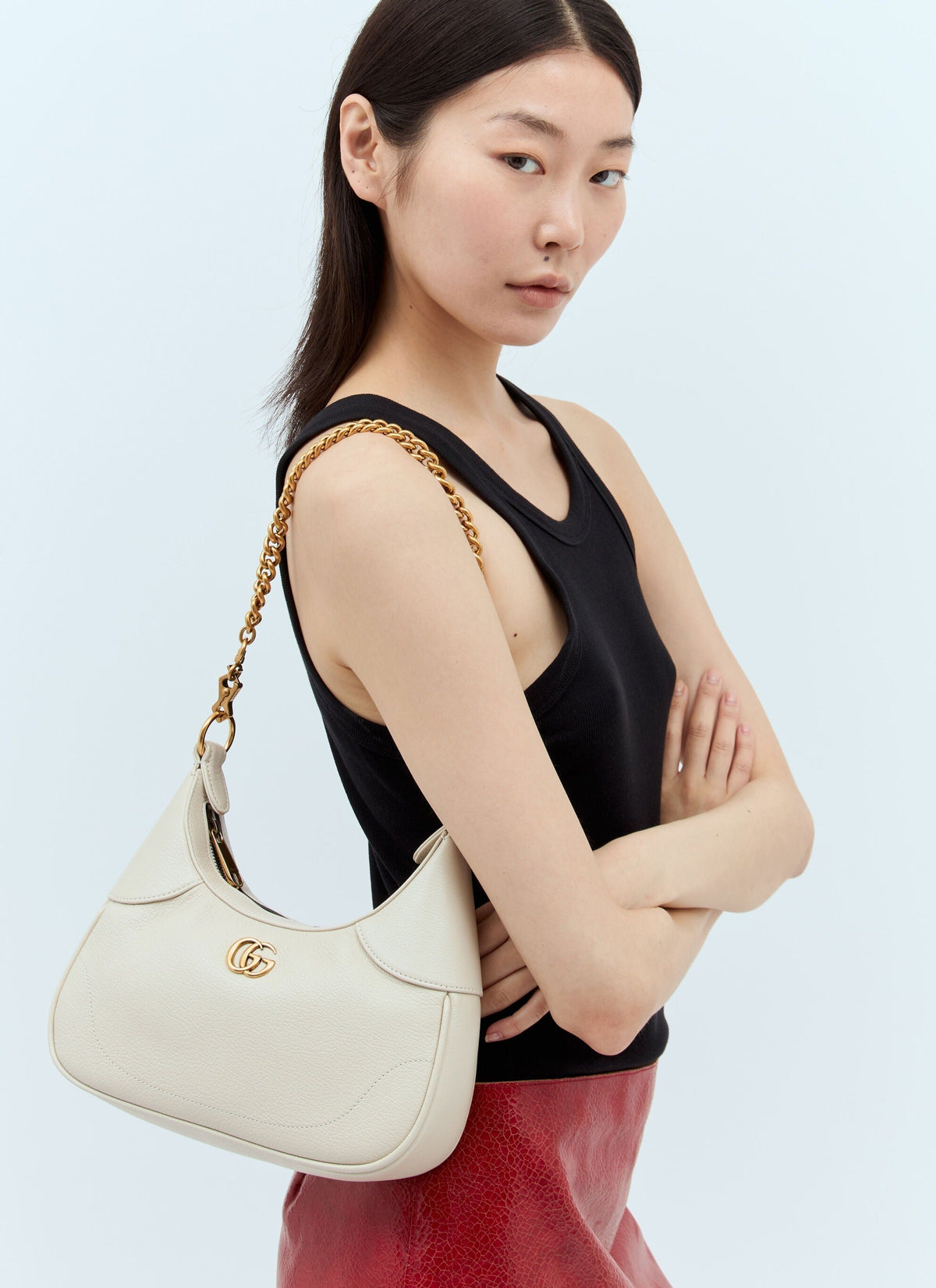 Gucci Aphrodite Small Leather Shoulder Bag – White
