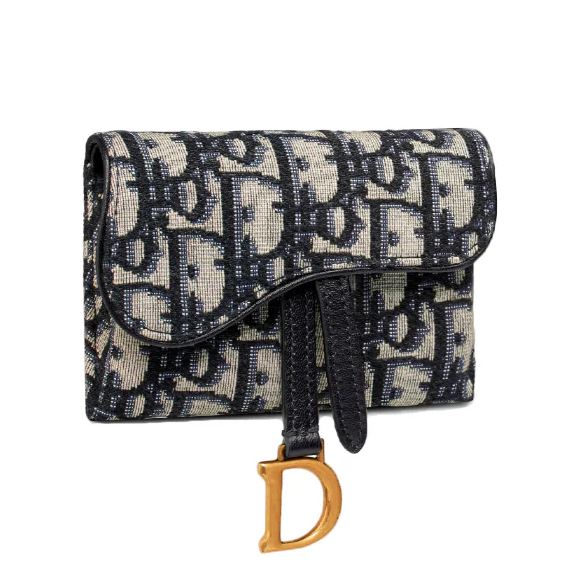 Dior Small Jacquard Nano Saddle Chain Pouch - Blue