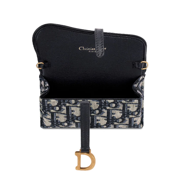 Dior Small Jacquard Nano Saddle Chain Pouch - Blue