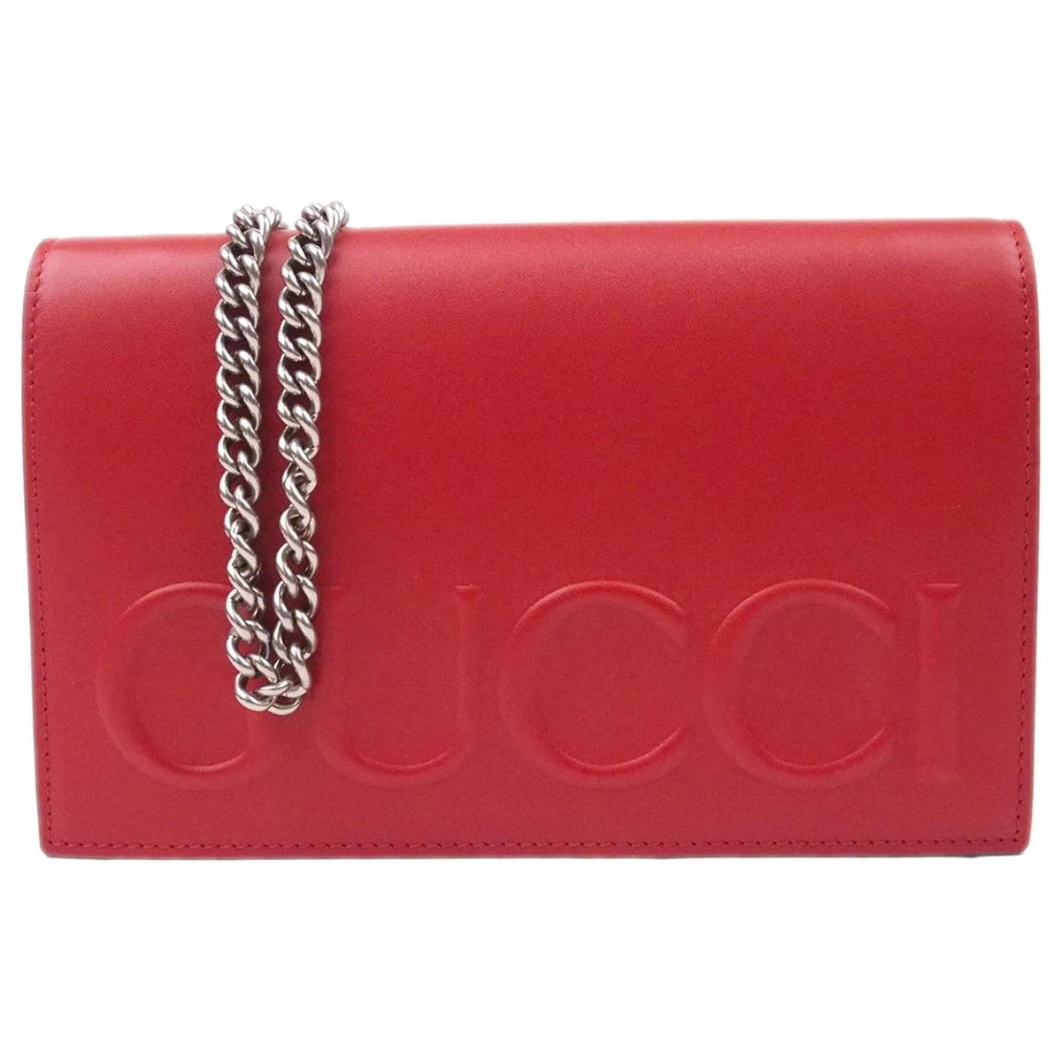 Gucci XL Leather Wallet on Chain Shoulder Bag – Red
