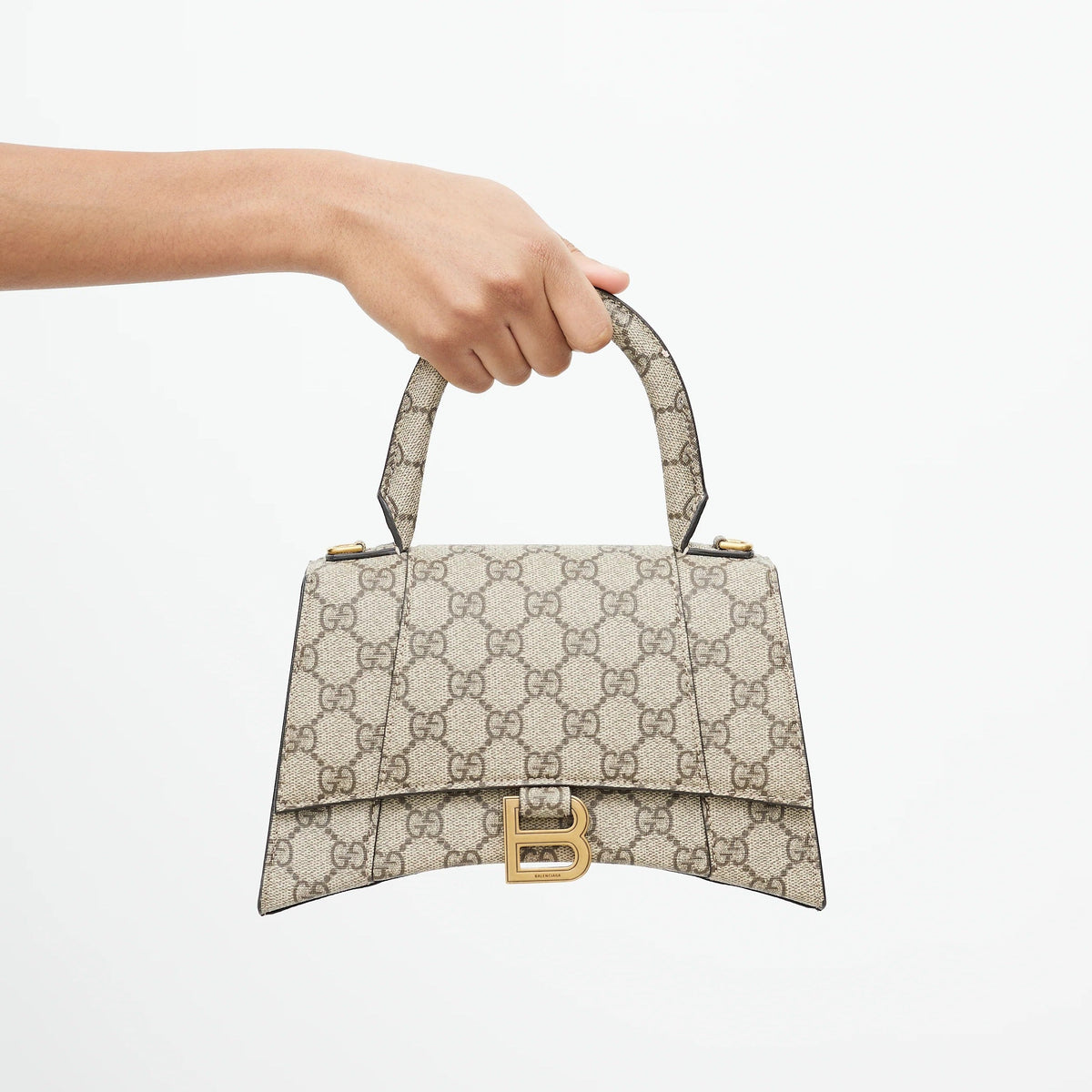Gucci x Balenciaga The Hacker Project Small Canvas Hourglass Shoulder Bag – Beige