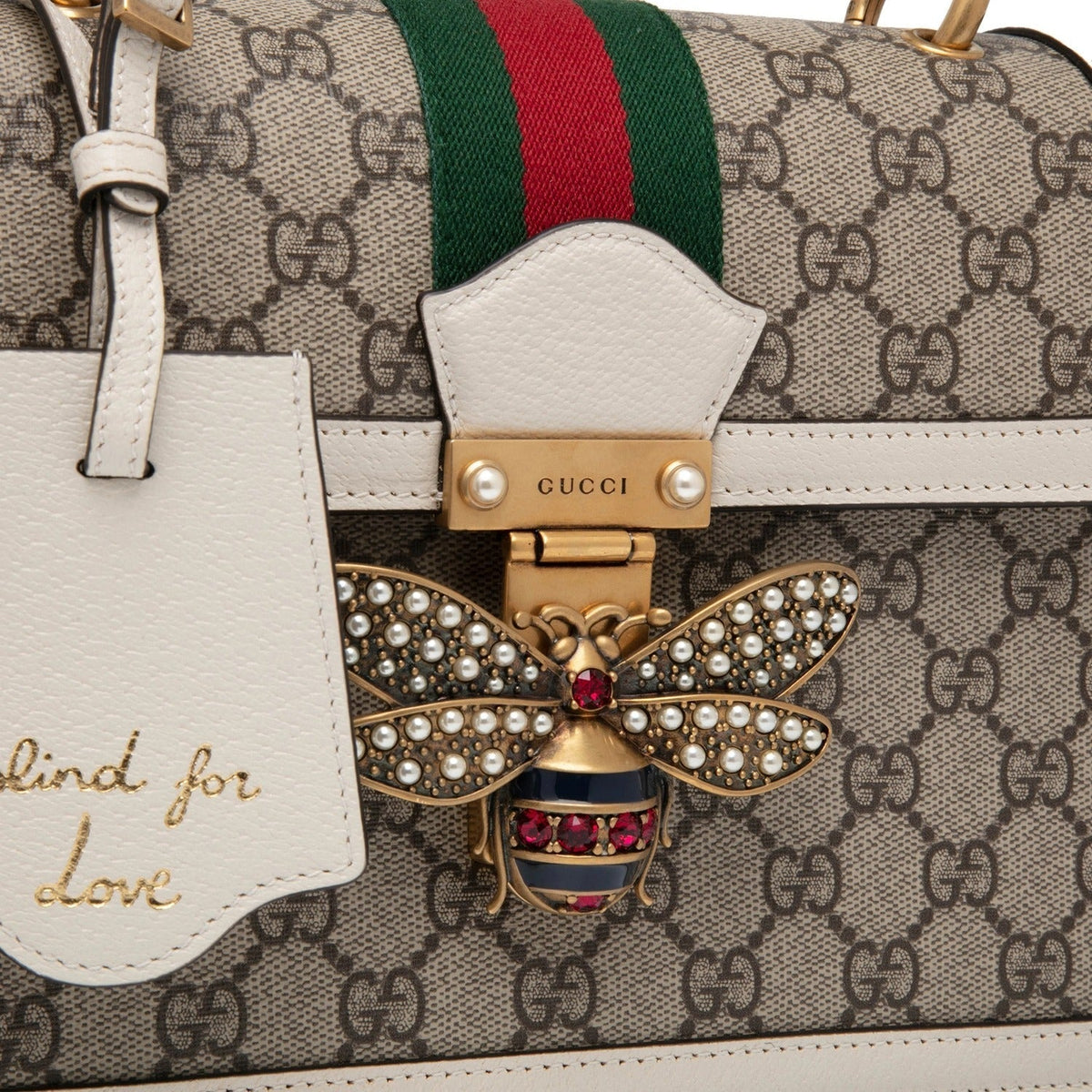 Gucci GG Supreme Monogram Queen Margaret Shoulder Bag – White