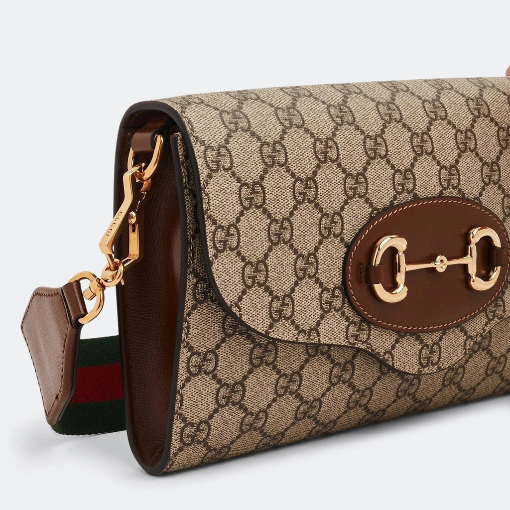 Gucci Horsebit 1955 GG Supreme Canvas Small Shoulder Bag – Beige