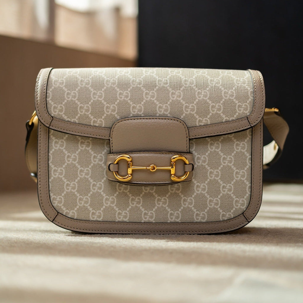 Gucci Horsebit 1955 Mini GG Crossbody Shoulder Bag – Beige
