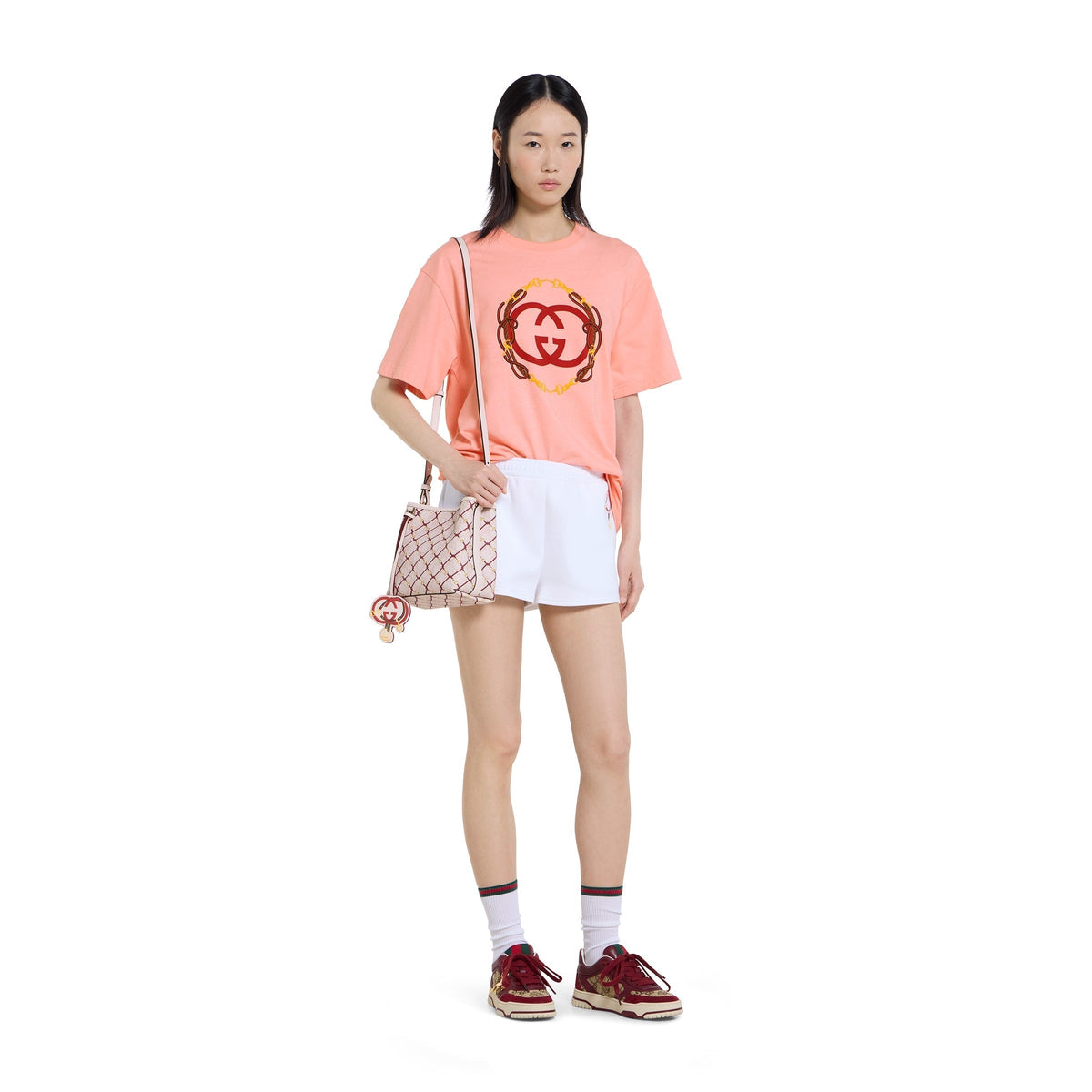 Gucci GG Emblem Small Bucket Bag – Pink