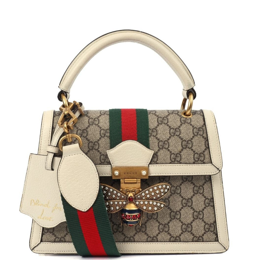 Gucci GG Supreme Monogram Queen Margaret Shoulder Bag – White