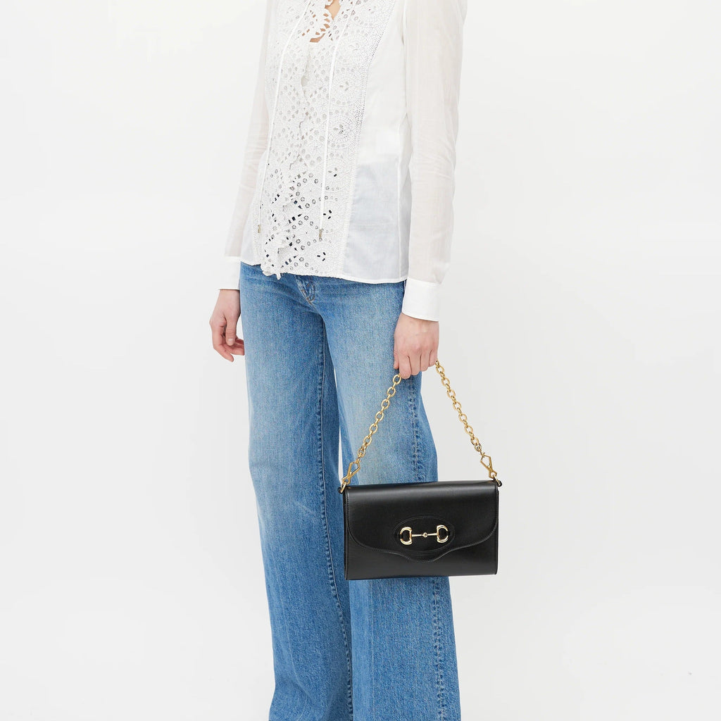 Gucci Horsebit 1955 Chain Crossbody Shoulder Bag – Black