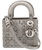 Dior Mini Lady Dior Cannage Quilt Satin Bag - Grey