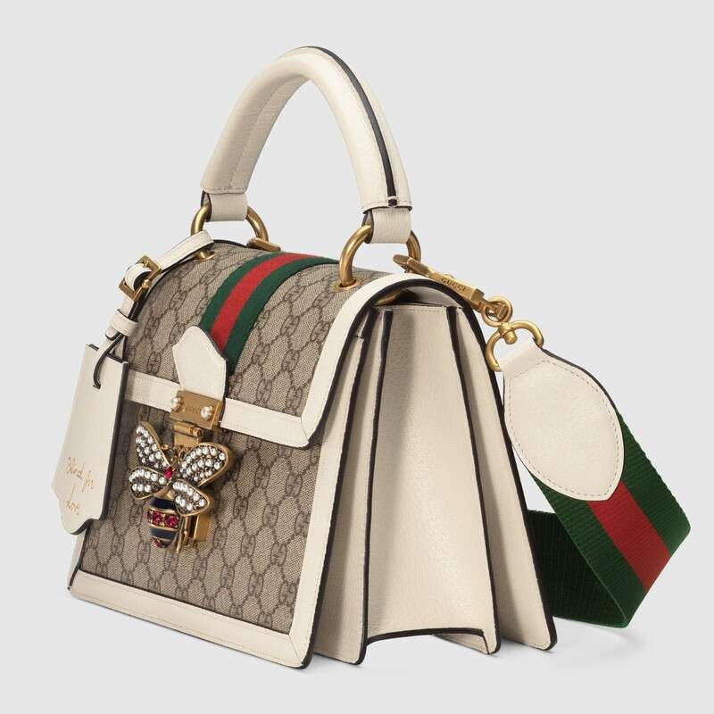 Gucci GG Supreme Monogram Queen Margaret Shoulder Bag – White