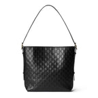 Gucci GG Emblem Medium Leather Tote Bag – Black