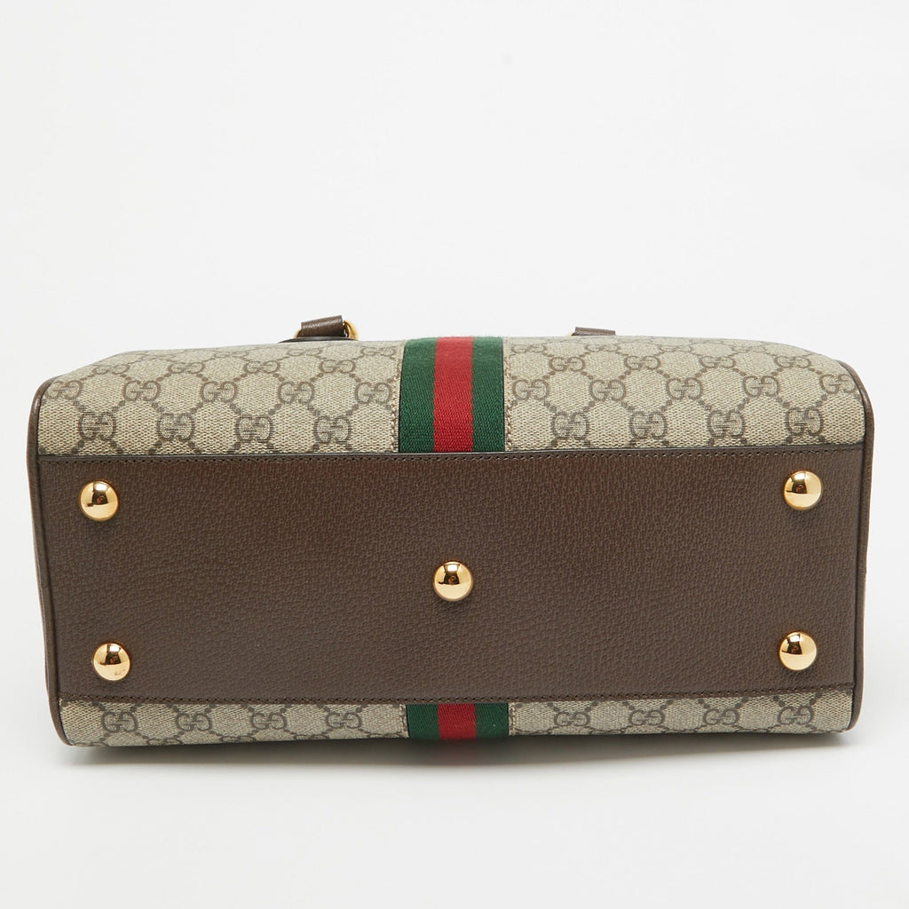 Gucci GG Canvas Ophidia Medium Bowling Bag - Beige