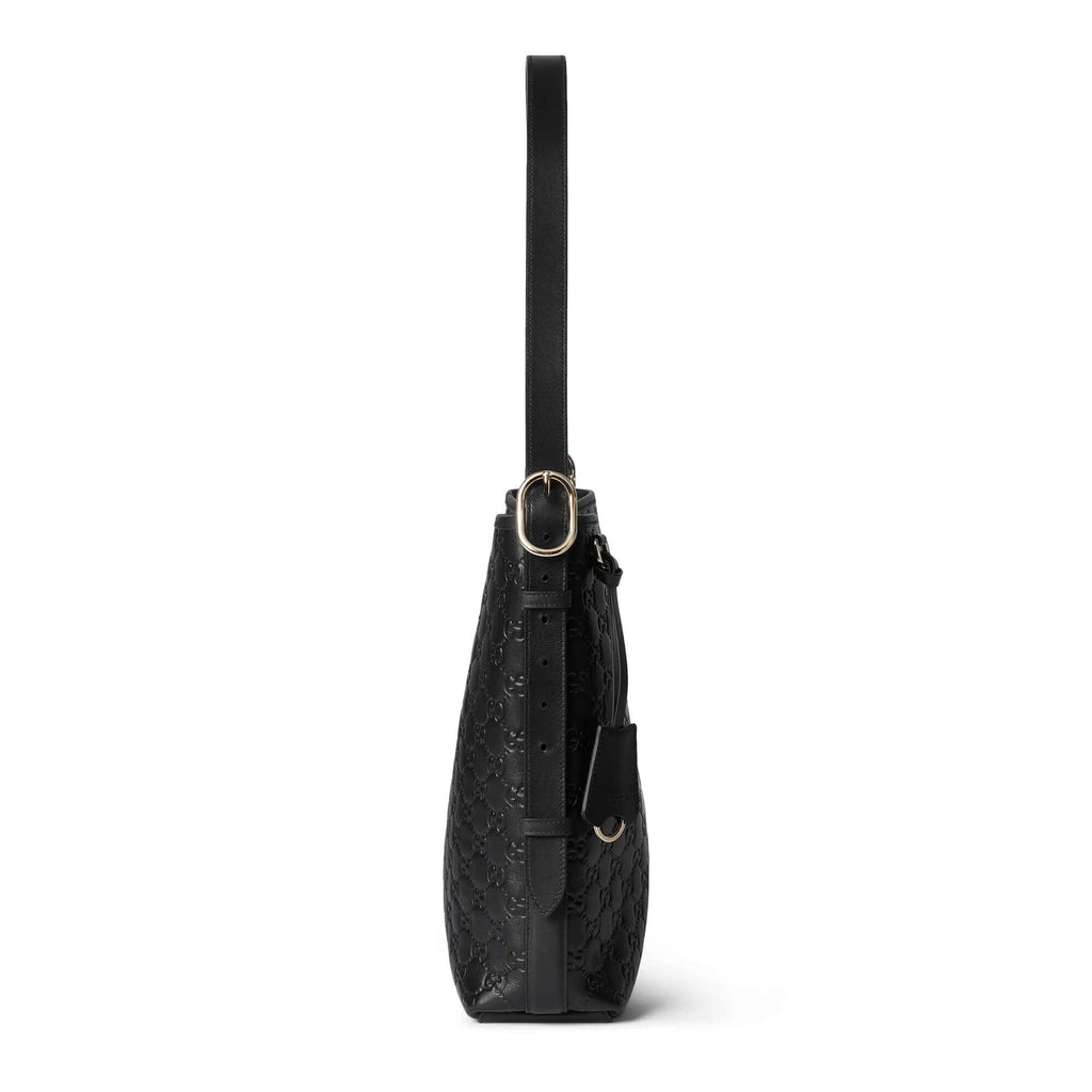 Gucci GG Emblem Medium Leather Tote Bag – Black