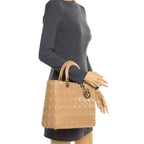 Dior Large Lady Dior Top Handle Bag - Beige