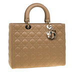 Dior Large Lady Dior Top Handle Bag - Beige