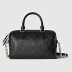 Gucci GG Emblem Small Boston Top Handle Bag – Black