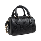 Gucci GG Emblem Mini Boston Top Handle Bag – Black