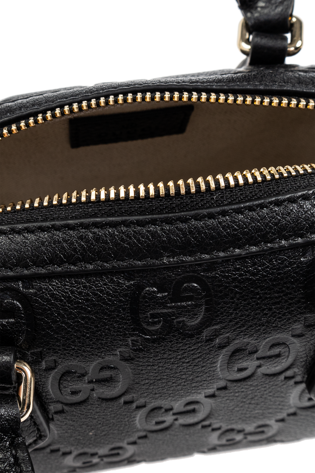 Gucci GG Emblem Mini Boston Top Handle Bag – Black