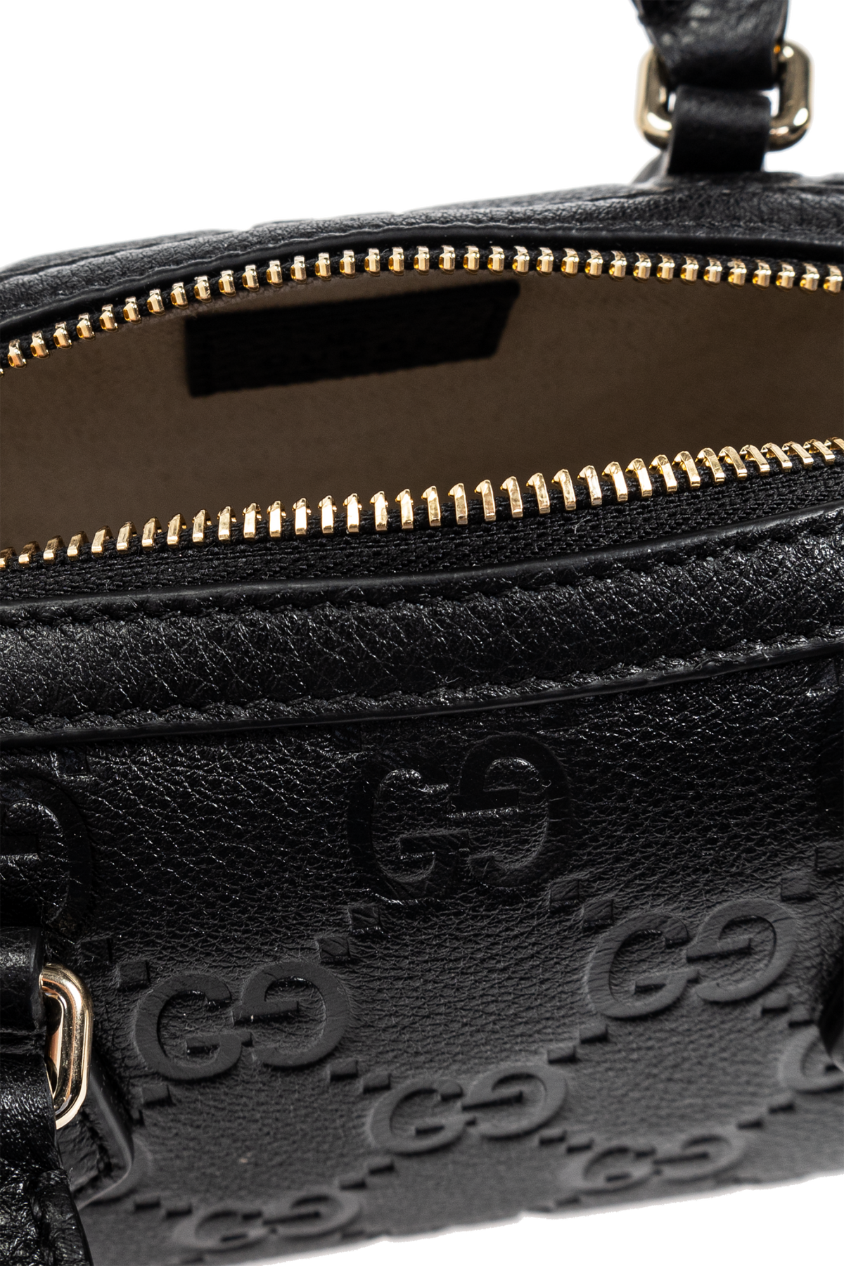 Gucci GG Emblem Mini Boston Top Handle Bag – Black