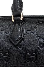 Gucci GG Emblem Mini Boston Top Handle Bag – Black