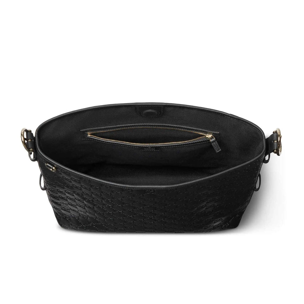 Gucci GG Emblem Medium Leather Tote Bag – Black