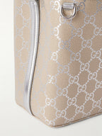 Gucci GG Supreme Monogram Emblem Leather Shoulder Bag - Beige