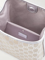 Gucci GG Supreme Monogram Emblem Leather Shoulder Bag - Beige