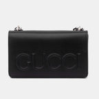 Gucci XL Embossed Leather Chain Shoulder Bag – Black