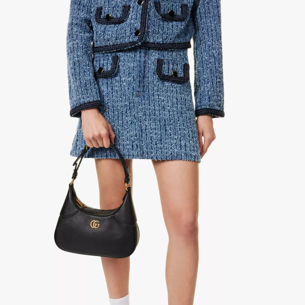 Gucci Aphrodite Small Leather Shoulder Bag – Black