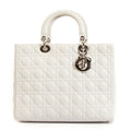 Dior Large Lady Dior Cannage Lambskin Bag - Latte