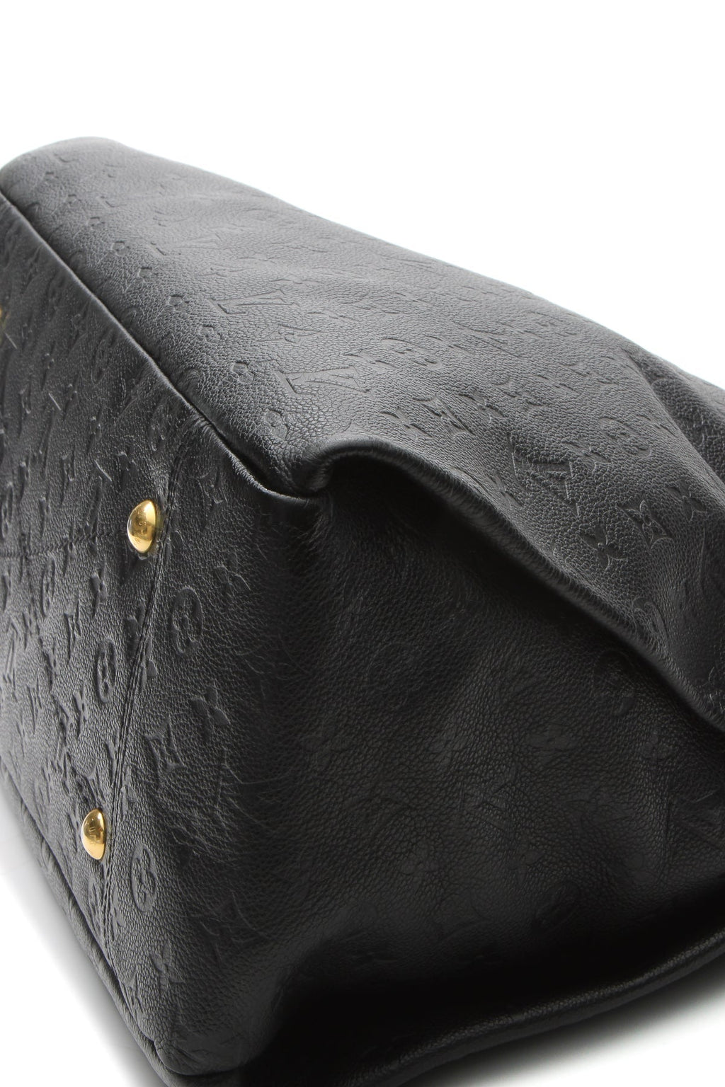A front view of the bag as it is worn on the shoulder