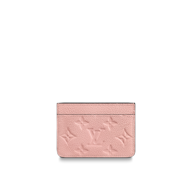 Front view of the Louis Vuitton Card Holder in Rose Poudre