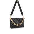 Front view of the Louis Vuitton Coussin MM in black puffy lambskin