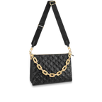 Front view of the Louis Vuitton Coussin MM in black puffy lambskin